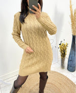 ROBE CAMEL COL ROULE & MAILLE TRESSEE