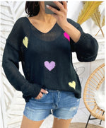 PULL MAILLE NOIR & COEURS