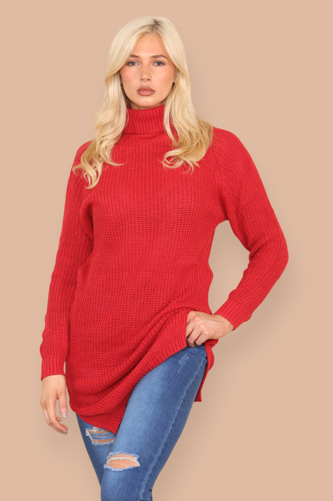 PULL LONG ROUGE & MAILLE