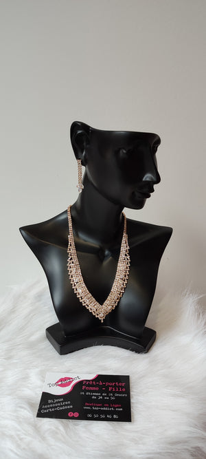 PARURE 2 PIECES STRASS & OR
