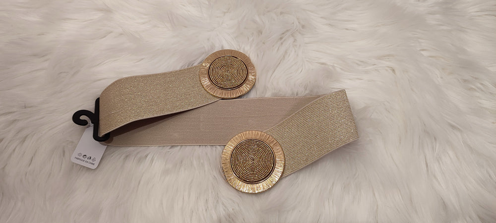 CEINTURE ELASTIQUE BEIGE & PAILLETTES