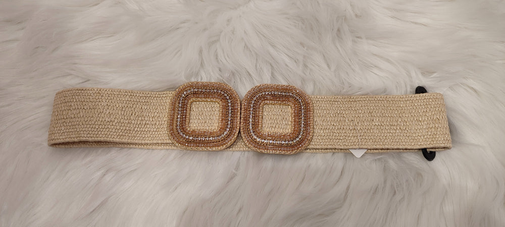 CEINTURE ELASTIQUE TRESSE & BEIGE