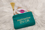 POCHETTE MARRAINE EN OR & TURQUOISE