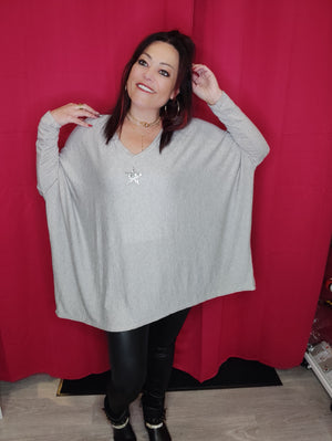 PULL AMPLE BEIGE & ETOILE STRASS