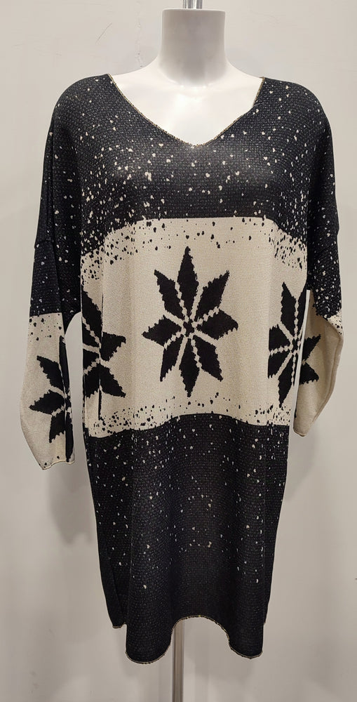 ROBE/PULL NOEL NOIR & FLOCONS PAILLETTES