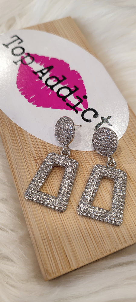 BOUCLES D'OREILLES PENDANTES ARGENT & STRASS