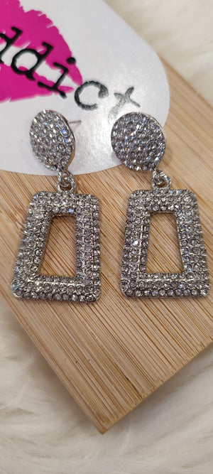 BOUCLES D'OREILLES PENDANTES ARGENT & STRASS