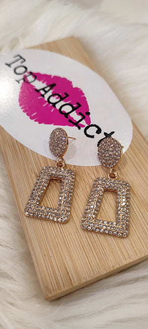 BOUCLES D'OREILLES PENDANTES OR & STRASS