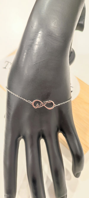 BRACELET ARGENT ACIER & INFINI COEUR