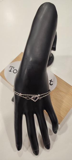 DOUBLE BRACELET ARGENT ACIER & INFINI COEUR