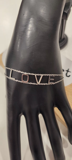 BRACELET ARGENT ACIER & LOVE