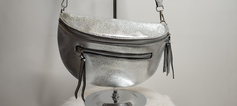 SAC BANANE & ARGENT BRILLANT