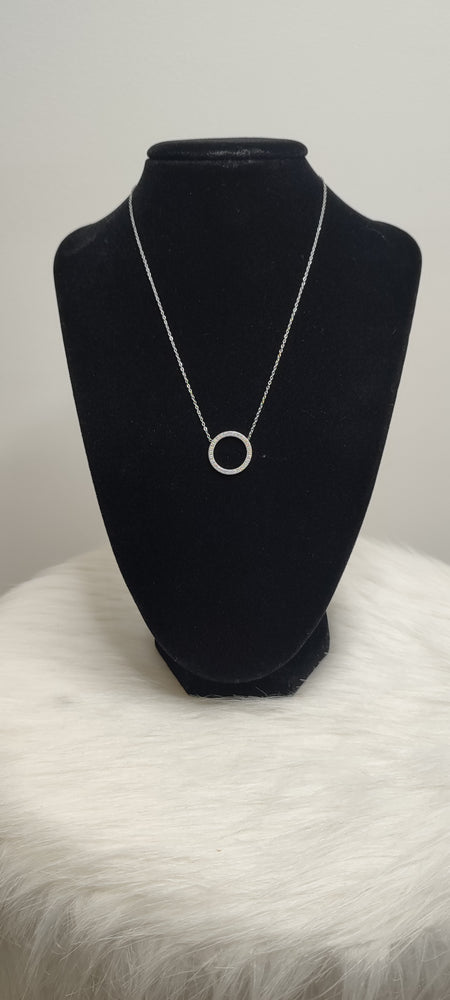 COLLIER CERCLE STRASS & ARGENT