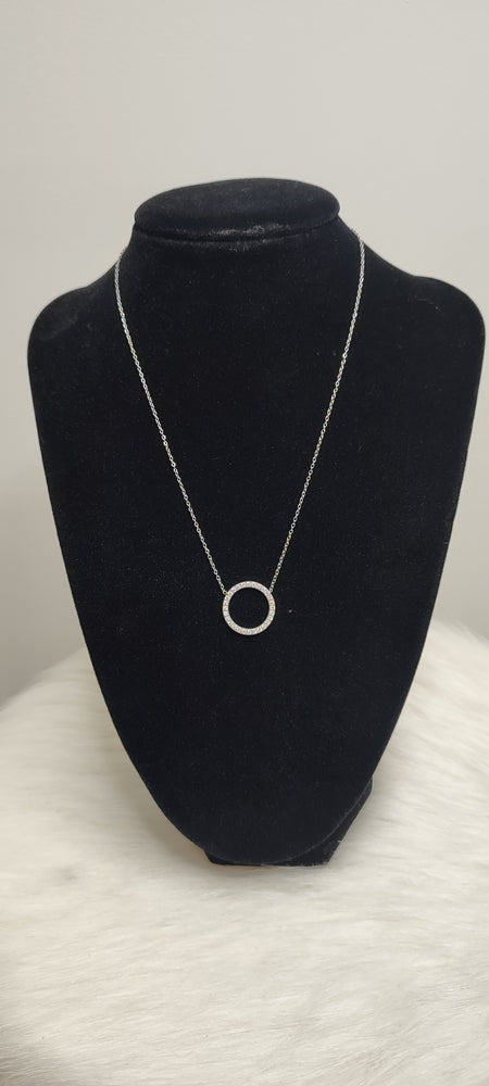 COLLIER CERCLE STRASS & ARGENT