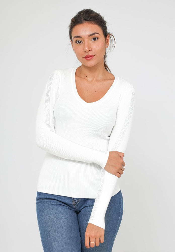 PULL COTELE BLANC & STRASS