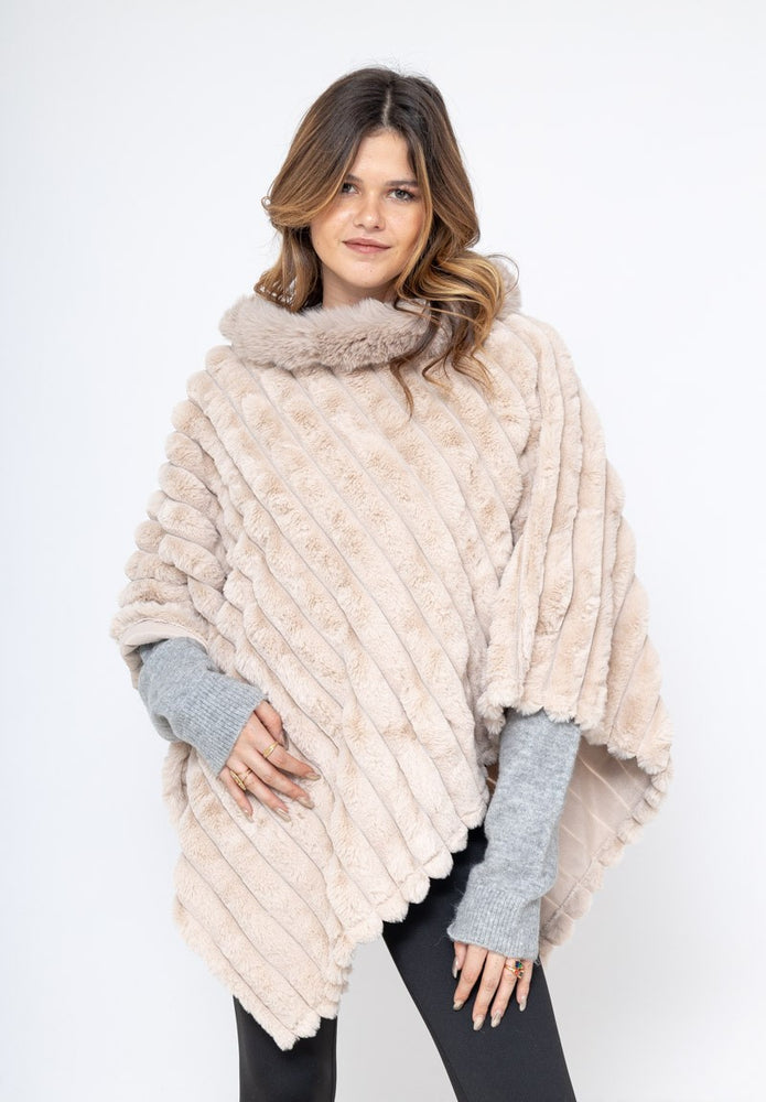 PONCHO FAUSSE FOURRURE & BEIGE