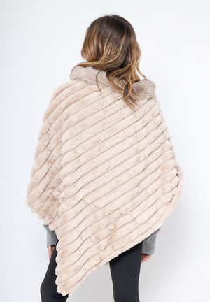 PONCHO FAUSSE FOURRURE & BEIGE