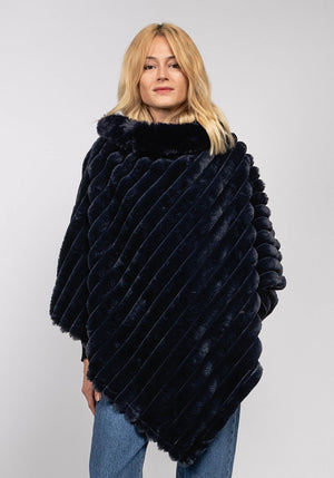 PONCHO FAUSSE FOURRURE & NOIR