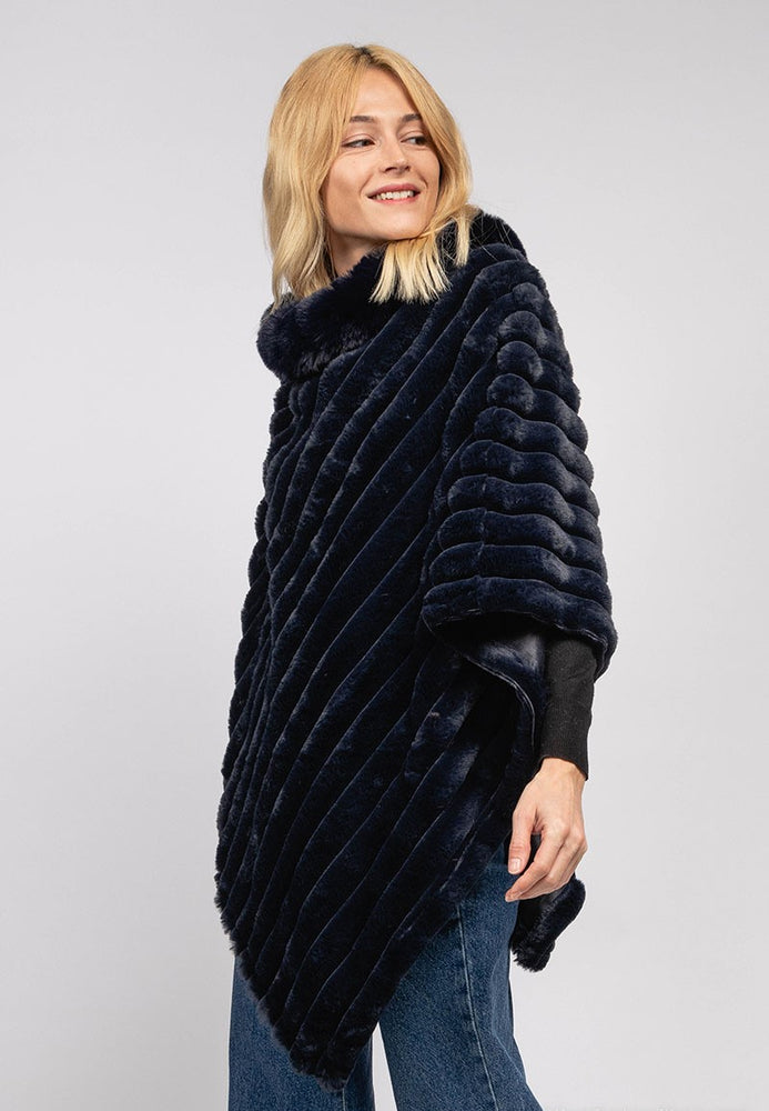 PONCHO FAUSSE FOURRURE & NOIR