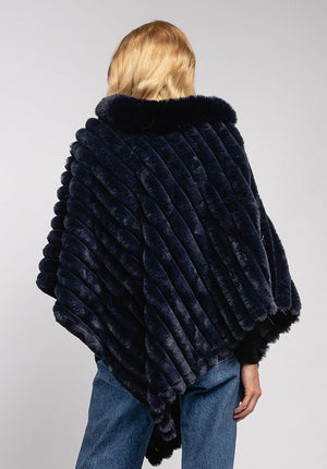 PONCHO FAUSSE FOURRURE & NOIR