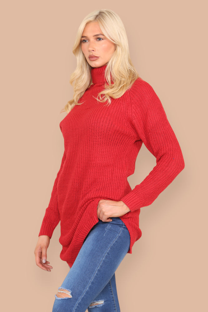 PULL LONG ROUGE & MAILLE