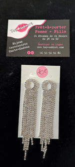 BOUCLES D'OREILLES PENDANTES STRASS & ARGENT