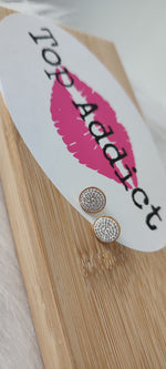 BOUCLES D'OREILLES PUCE BLANC STRASS & OR ACIER