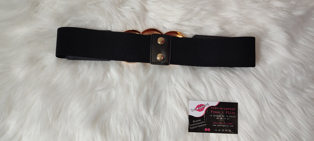 CEINTURE ELASTIQUE NOIR & MAXI CHAINE DOREE