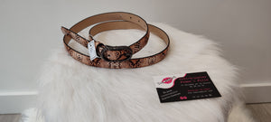 CEINTURE FINE BEIGE & IMPRIME PYTHON